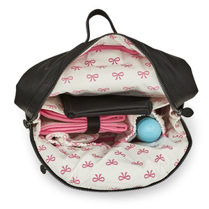 Pink Lining vegan leather Shoreditch Black backpack